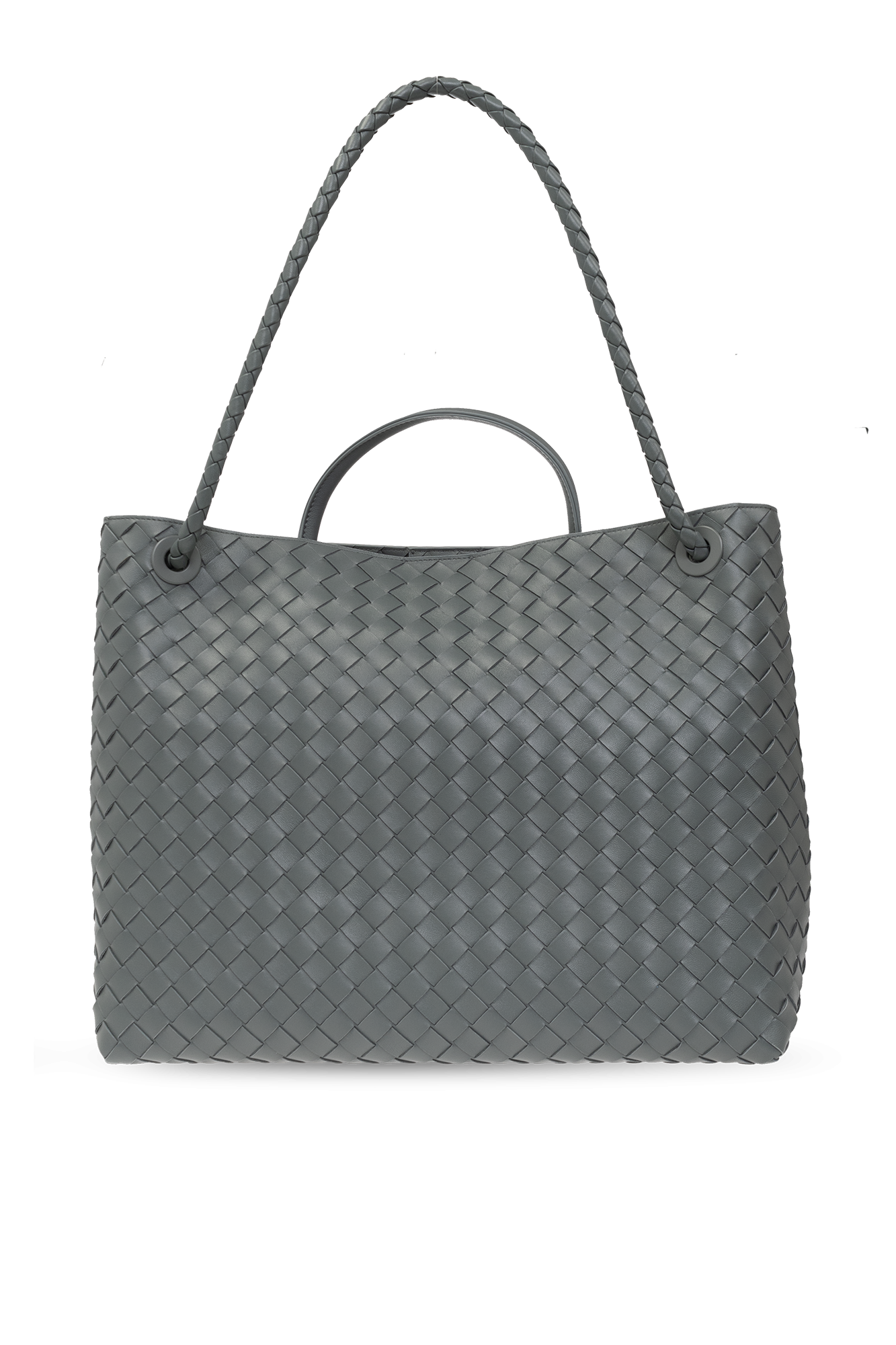【関税込み】Bottega Veneta グレー Andiamo ベルト Bottega Veneta Medium Andiamo Intrecciato Leather Top-Handle